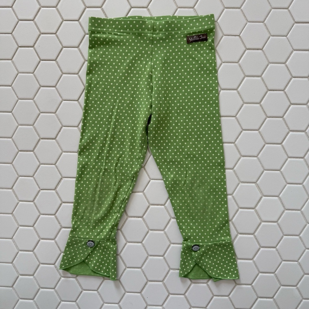 Matilda Jane Green Leggings with White Dots